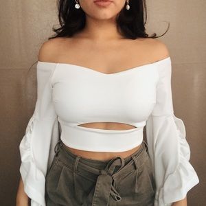 White Flowy Crop Top